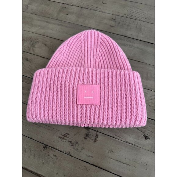 Acne Studios Large face logo beanie Bubble Pink - Picture 1 of 3